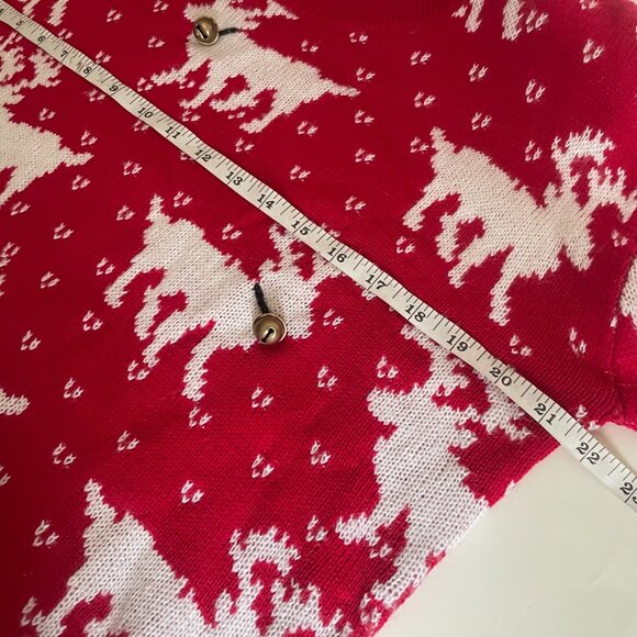 Red Reindeer Knit Holiday Sweater – With Jingle Bells - Picture 6 of 7